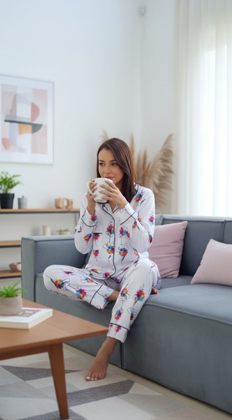 Pijama en Seda para Dama – Ref. Orquídeas