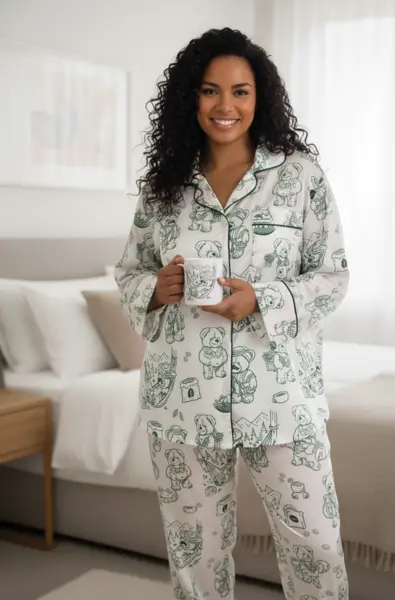 Pijama en Seda para Dama Ref. El Osito en Antioquia (verde)