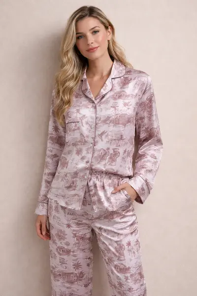 Pijama en Seda para Dama – Ref. Café Vintage