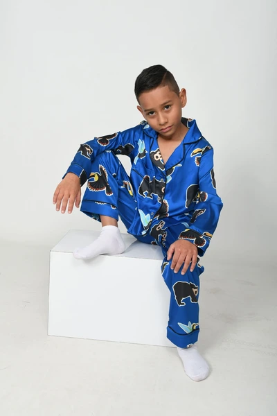 Pijama en Seda para Niño – Ref. Oso de Anteojos, Colibrí y Tucán